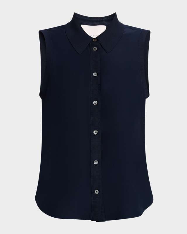 Giselle Sleeveless Button-Down Silk Blous